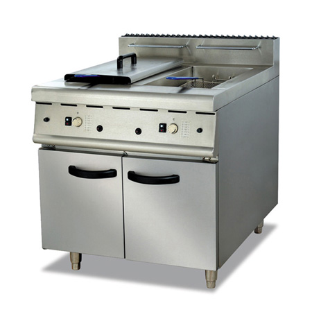 FUQIGF-985Floor type gas fryer with cabinet base